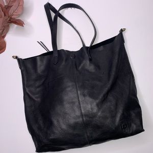 LINEA PELLE | Black Leather Studded Tote Bag Purse